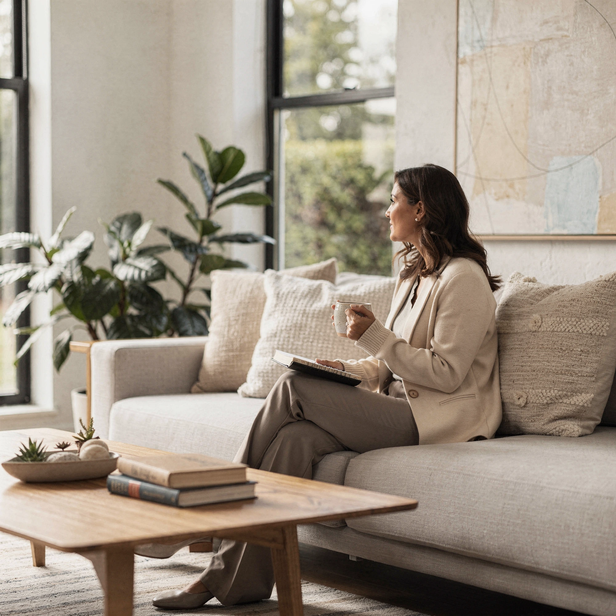 Psychiatrist in Winnetka, CA – client talking with a therapist in a bright office at Uriel Behavioral Wellness
